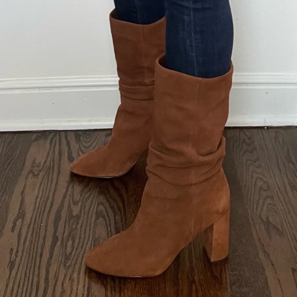 Banana Republic Tan Suede Heeled Boots - Picture 1 of 10